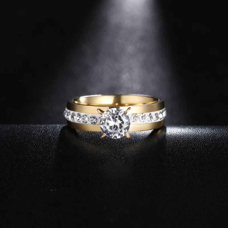 DIAMOND ENGAGEMENT RING WITH PAVE BAND