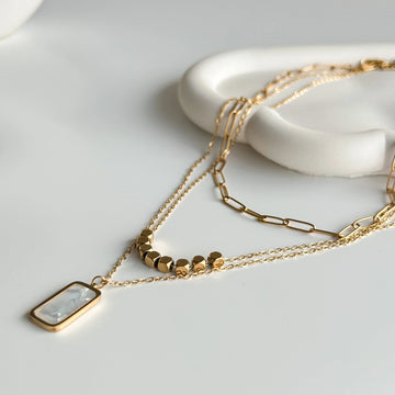 LEYERED RECTANGLE PENDANT NECKLACE